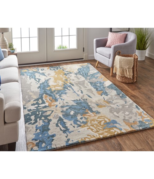 Feizy Everley Abstract Tufted Wool Rug, Opal Gray/Blue/Bronze, 5' x 8' Area Rug