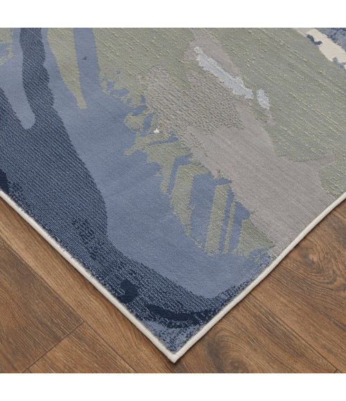 Feizy Clio Industrial Abstract, Blue/Gray/Ivory, 9' x 12' Area Rug