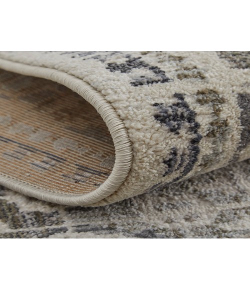 Kano Area Rug Feizy Kano Bohemian & Eclectic Distressed, Ivory/Taupe/Gray, 8'-9" x 8'-9" Round Rug