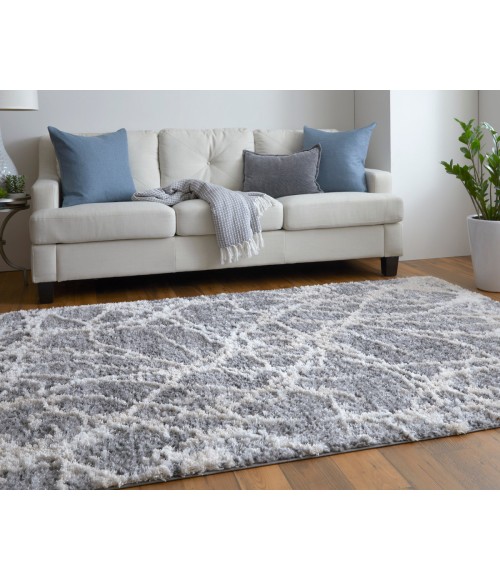 Feizy Mynka Casual Abstract, Gray/Ivory, 5' x 8' Area Rug