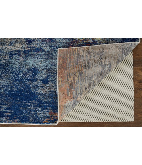 Feizy Edgemont Casual Abstract, Ivory/Blue, 6'-7" x 9'-6" Area Rug