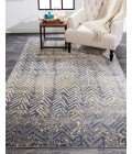 Feizy Bleecker Bohemian & Eclectic Chevron, Gray/Yellow/White, 8' x 8' Round Rug