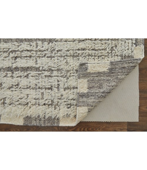 Ashby Area Rug Feizy Ashby Casual Stripes, Ivory/Gray, 9' x 9' Round Rug