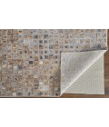 Laina Area Rug Feizy Laina Mid-Century Modern Geometric, Tan/Ivory/Blue, 3' x 10' Runner