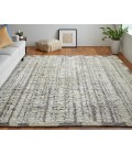 Ashby Area Rug Feizy Ashby Casual Stripes, Ivory/Gray, 9' x 9' Round Rug