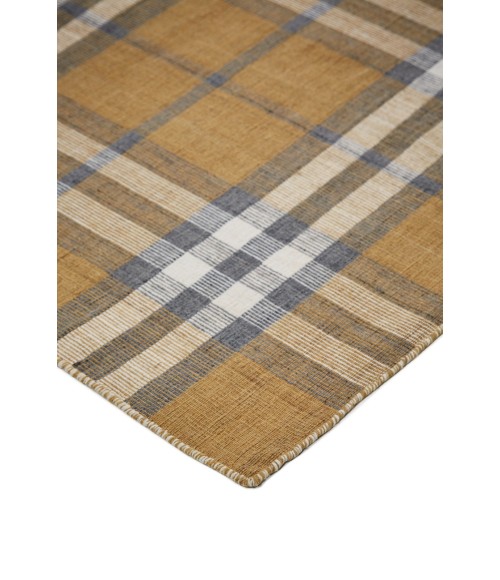 Feizy Crosby Eco-Friendly PET Dhurrie, Golden/Denim Blue,8ft x 10ft Area Rug