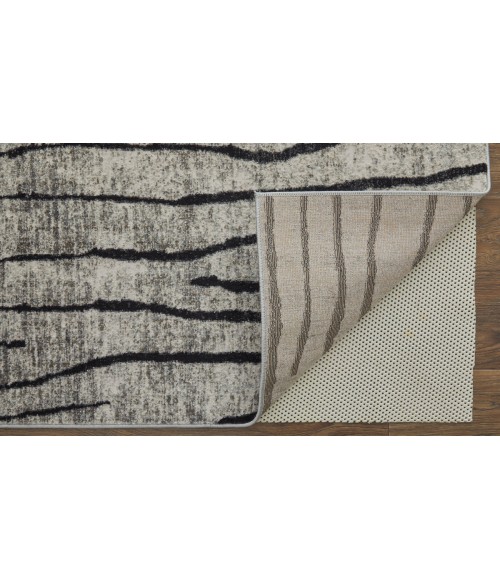 Feizy Kano Industrial Abstract, Gray/Black/Taupe, 8'-9" x 8'-9" Round Rug