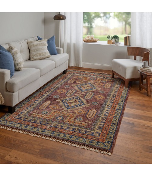 Fillmore Area Rug Feizy Fillmore Bohemian & Eclectic Geometric, Red/Green/Blue, 2'-6" x 12' Runner