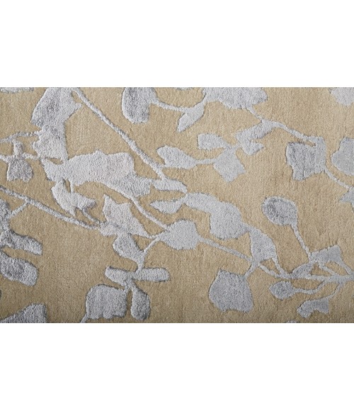 Feizy Bella High/Low Floral Wool Rug, Latte/Silver Gray, 2ft - 6in x 8ft, Runner