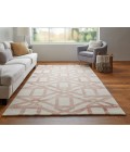Feizy Lorrain Mid-Century Modern Geometric, Ivory/Pink/Tan, 9'-6" x 13'-6" Area Rug