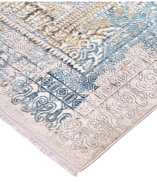 Cadiz Area Rug Feizy Cadiz Industrial Abstract, Blue/Gray/Gold, 12' x 18' Area Rug