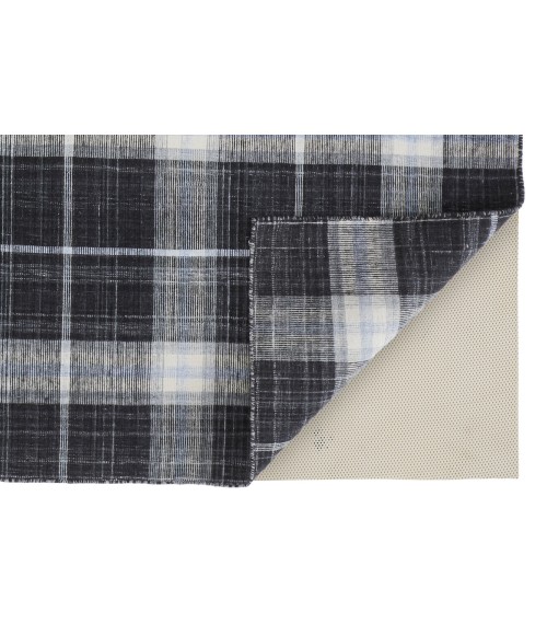 Feizy Jemma Rustic Plaid, Black/White/Blue, 5' x 8' Area Rug