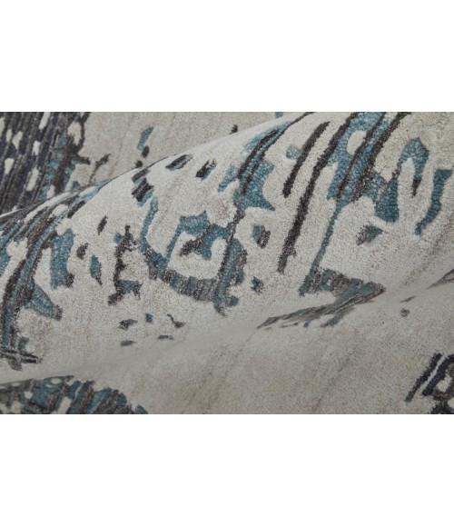 Feizy Zarah Bohemian & Eclectic Abstract, Ivory/Gray/Blue, 3'-6" x 5'-6" Accent Rug