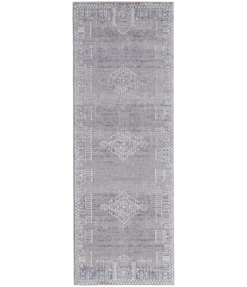 Feizy Francisco Casual Geometric, Gray/Ivory/Orange, 2'-10" x 8' Runner