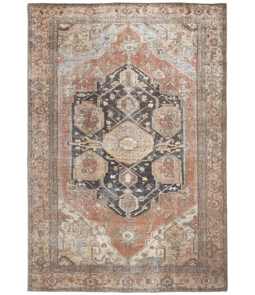 Percy Area Rug Feizy Percy Vintage Medallion Rug, Pink Clay/Charcoal Gray, 2ft x 3ft Accent Rug