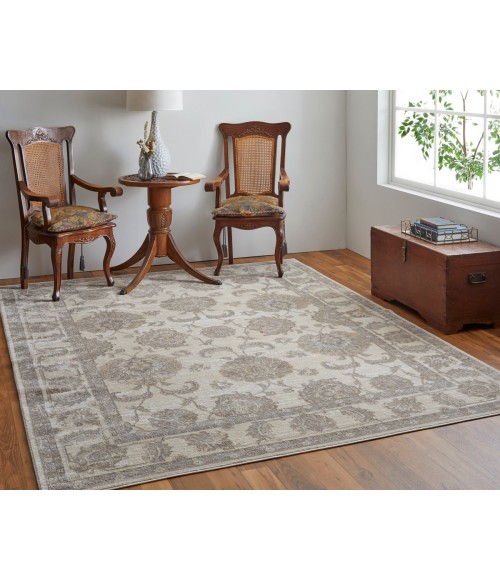 Feizy Celene Classic Bordered, Tan/Ivory/Brown, 3'-9" x 5'-7" Accent Rug