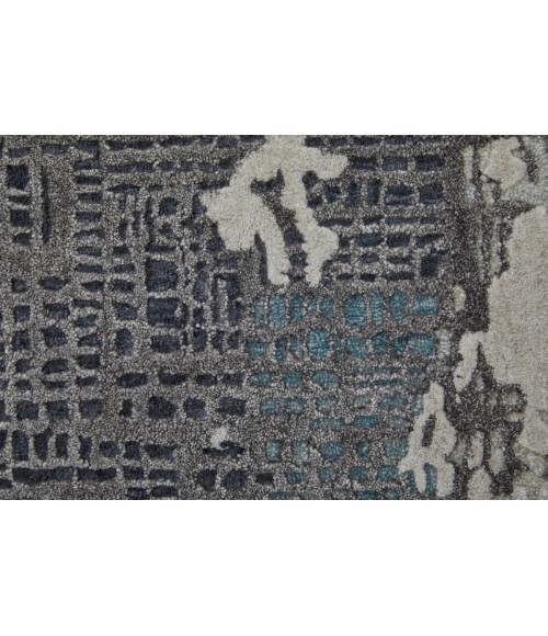 Feizy Zarah Bohemian & Eclectic Abstract, Ivory/Gray/Blue, 3'-6" x 5'-6" Accent Rug