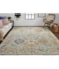 Feizy Karina Hand-Knotted Botanical Rug, Gray/Yellow/Orange, 3ft-6in x 5ft-6in