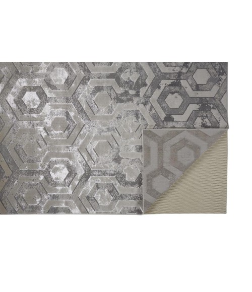 Feizy Micah Luxury & Glam Distressed, Gray/Taupe/Silver, 3'-11" x 6' Accent Rug