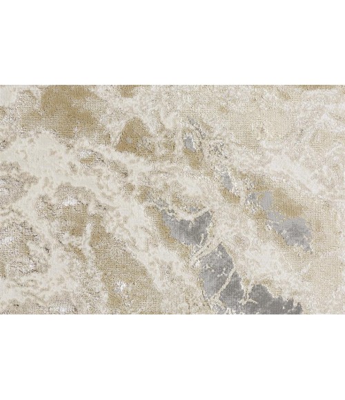 Aura Area Rug Feizy Aura Industrial Abstract, Ivory/Silver/Gold, 12' x 18' Area Rug