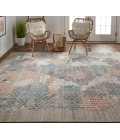 Elias Area Rug Feizy Elias Casual Abstract, Pink/Blue/Taupe, 2'-9" x 10' Runner