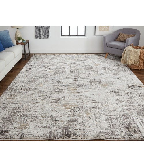 Feizy Vancouver Contemporary Abstract Rug, Ivory/Charcoal Gray, 1'-8" X 2'-10" Area Rug