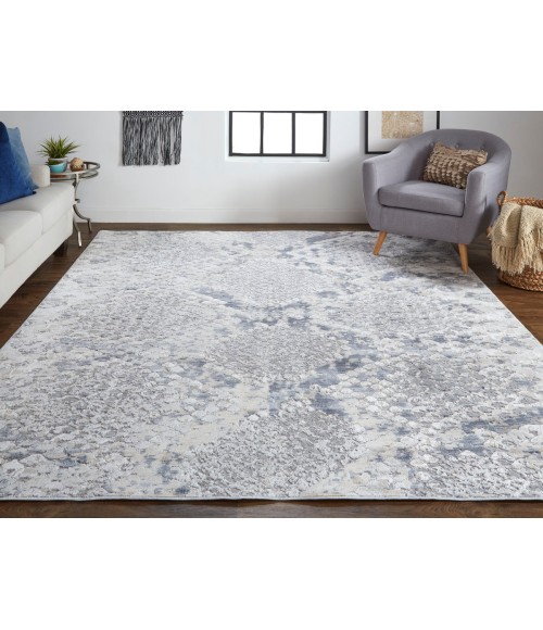 Laina Area Rug Feizy Laina Global Trellis & Lattice, Silver/Gray/Blue, 9'-8" x 12'-8" Area Rug
