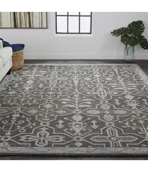 Feizy Fallon Rustic Farmhouse Rug, Ornamental, Warm Dark Gray, 10ft x 14ft Area Rug