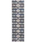 Feizy Mynka Bohemian & Eclectic Diamond, Ivory/Gray/Blue, 2'-6" x 8' Runner