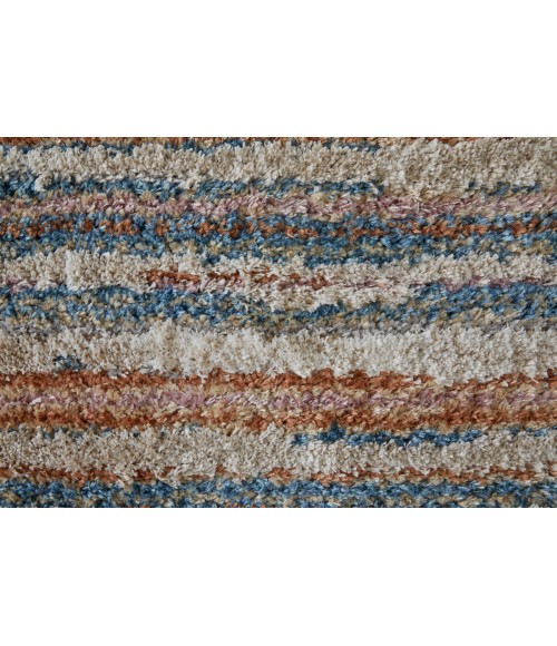 Feizy Mynka Casual Stripes, Ivory/Blue/Orange, 10' x 14' Area Rug