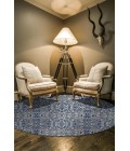 Feizy Milton Bohemian & Eclectic Ikat, Blue/Ivory/Black, 8'-9" x 8'-9" Round Rug