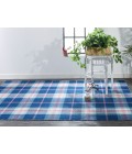 Feizy Crosby Eco-Friendly PET Dhurrie, Bright Blue/Peony Pink, 8ft x 10ft Area Rug