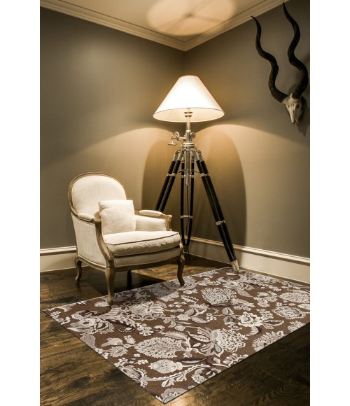 Saphir Zam Area Rug Feizy Saphir Zam Craftsman Floral & Botanical, Brown/Tan/Gray, 2'-6" x 8' Runner