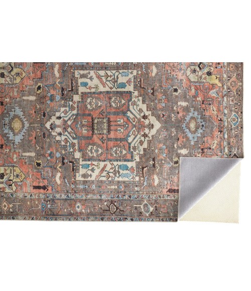 Feizy Percy Vintage Medallion Rug, Pink Clay/Warm Gray, 4ft x 6ft Accent Rug
