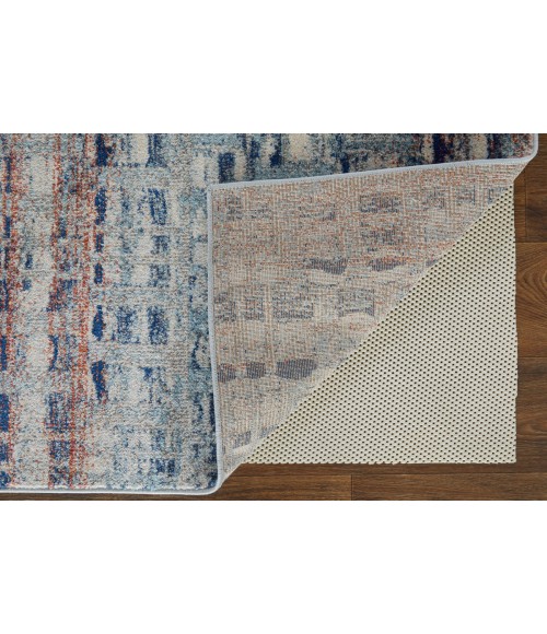 Feizy Edgemont Casual Abstract, Blue/Ivory/Orange, 10' x 14' Area Rug
