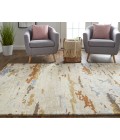 Feizy Everley Casual Abstract, Ivory/Blue/Brown, 12' x 15' Area Rug