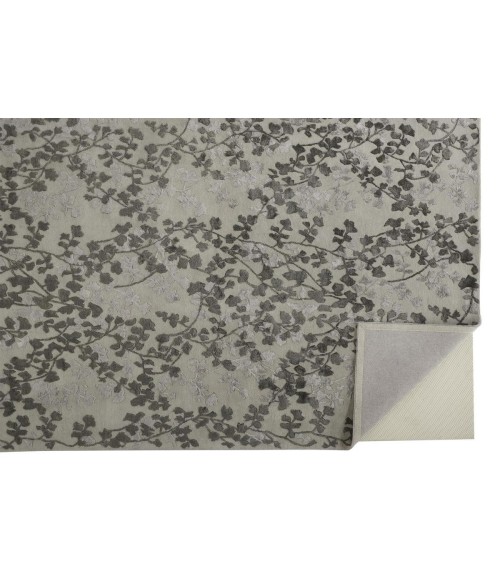 Feizy Bella Casual Floral & Botanical, Gray/Silver/Taupe, 2'-6" x 8' Runner