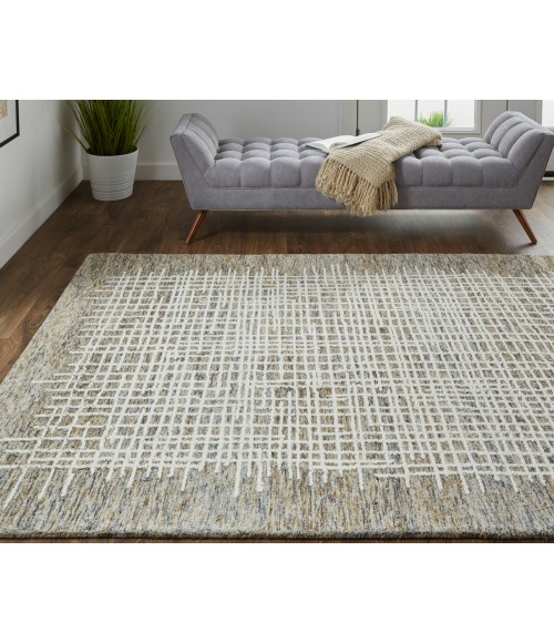 Feizy Maddox Casual Abstract, Tan/Ivory, 12' x 15' Area Rug