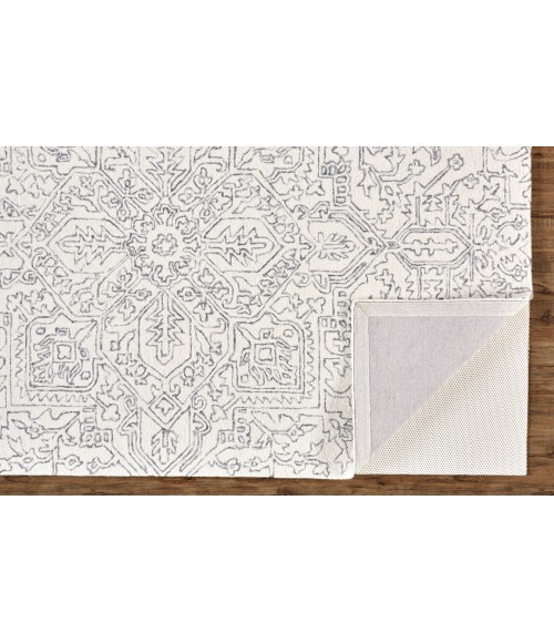 Feizy Belfort Vintage Medallion, White/Gray, 10' x 14' Area Rug