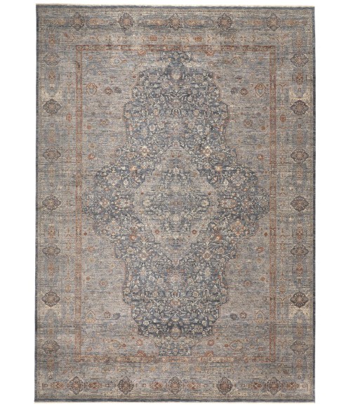 Feizy Marquette Rustic Persian Farmhouse Rug, Denim Blue/Rust, 2ft - 8in x 8ft, Runner