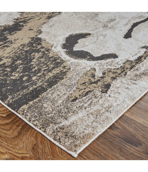 Feizy Vancouver Contemporary Abstract Rug, Charcoal Gray/Beige, 10' x 14' Area Rug