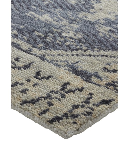 Feizy Palomar Luxe Hand-Knot Abstract Area Rug, Denim Blue, 7x9in x 9x9in