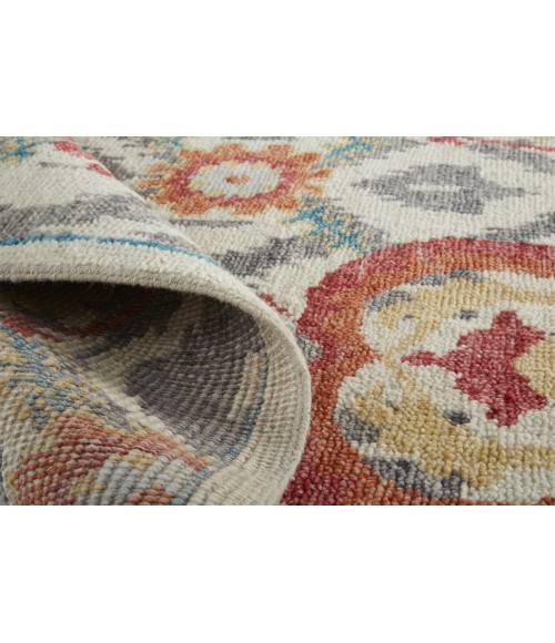 Feizy Beall Luxury Wool Accent Rug, Ornamental Ikat, Red Orange, 3ft-6in x 5ft-6in