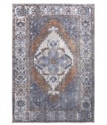 Feizy Percy Vintage Medallion Area Rug, Navy/Mocha/Light Gray, 5ft-3in x 7ft-6in