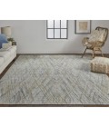 Feizy Elias Abstract Diamond Area Rug, High/Low, Oyster Gray/Taos Taupe, 8ft x 10ft