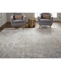 Laina Area Rug Feizy Laina Mid-Century Modern Geometric, Tan/Ivory/Blue, 3' x 10' Runner