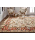 Carrington Area Rug Feizy Carrington Vintage Oriental, Ivory/Red/Blue, 2' x 3' Accent Rug