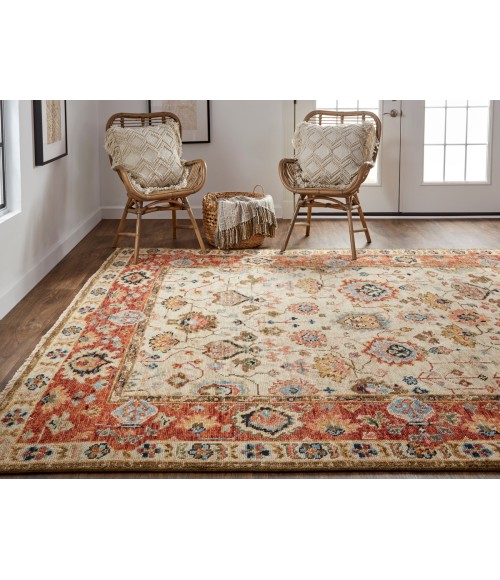 Carrington Area Rug Feizy Carrington Vintage Oriental, Ivory/Red/Blue, 2' x 3' Accent Rug