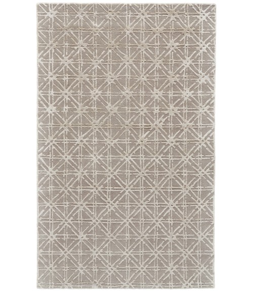 Feizy Manoa Mid-Century Modern Geometric, Taupe/Ivory/Tan, 9'-6" x 13'-6" Area Rug