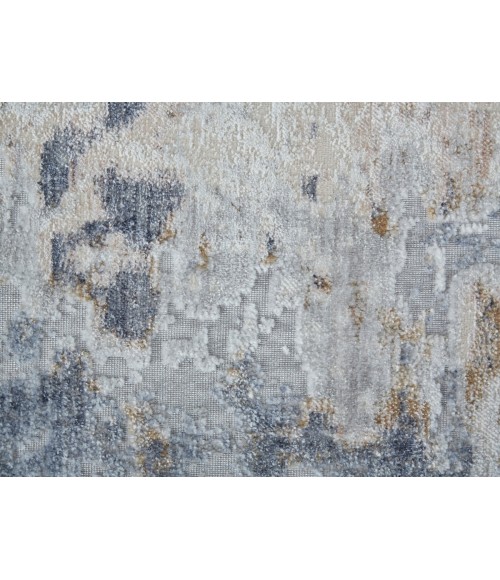 Laina Area Rug Feizy Laina Industrial Abstract, Ivory/Gray/Blue, 3' x 10' Runner